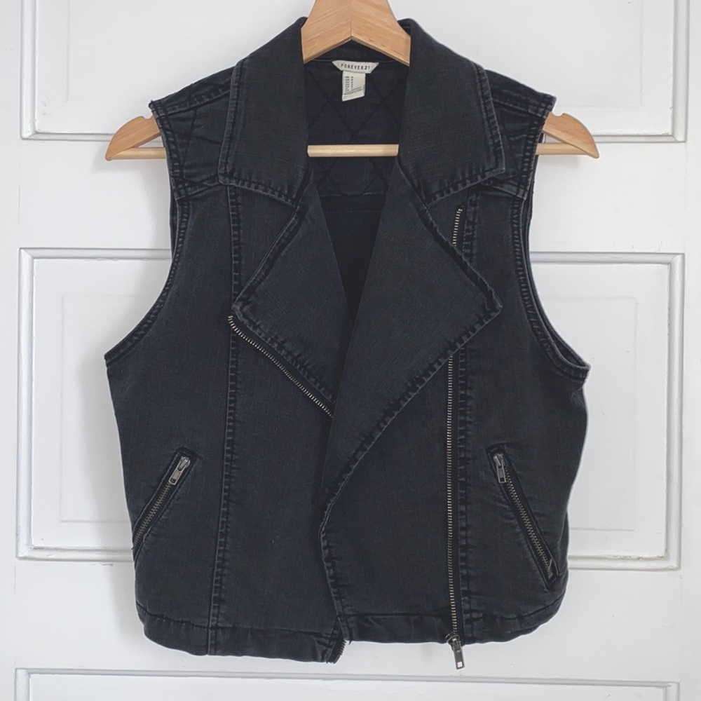 Black Denim Vest - Forever 21